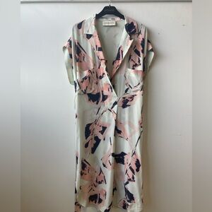 By Malene Birger Pink and Black Abstract Midi Dress